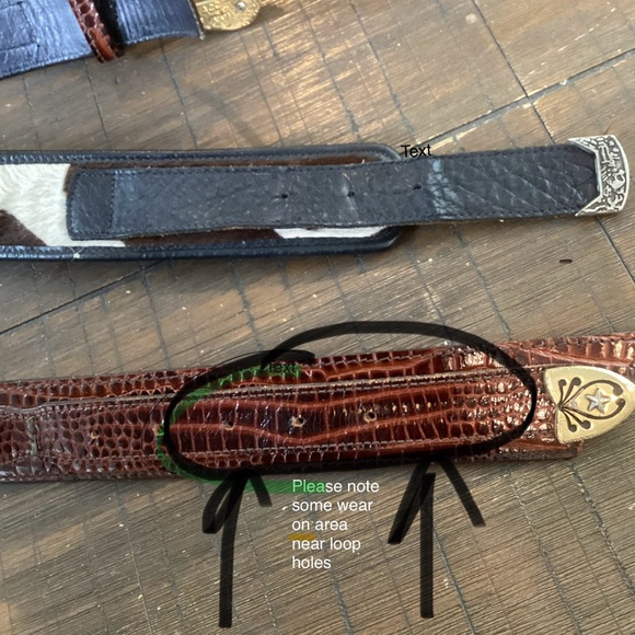 🌸Set of 2 Vintage FALCHI/APPLE ACC Cowboy Leather Belts - Picture 10 of 11